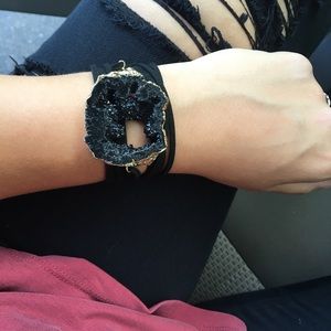 Black geode wrap bracelet/ necklace